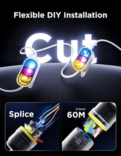 Govee Permanent Outdoor Lights Prism, 150ft with 54 Triple-Color Lighting Heads, 100+ Scene Modes, Up to 60lm for Outdoor Decor, IP68 Waterproof, Works with Alexa, Google Assistant & Matter, White