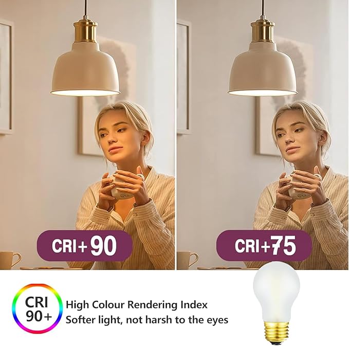 Frosted E26 LED Edison Bulb 8W Equivalent 75 Watt A15 Light Bulb Warm White 2700K Dimmable E26 Led Bulb for Ceiling Fan,Wall sconces,Refrigerator,Desk lamp 800lm AC120V, 6 Pack
