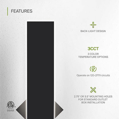 ASD LED 36" Long Wall Mount Light Fixture, Outdoor & Indoor Linear Sconce | 3CCT, Dimmable, Waterproof, Anti-Rust, ETL Listed | 30W 1900LM 3000-5000K 100-277V | Exterior Porch Lighting | Black