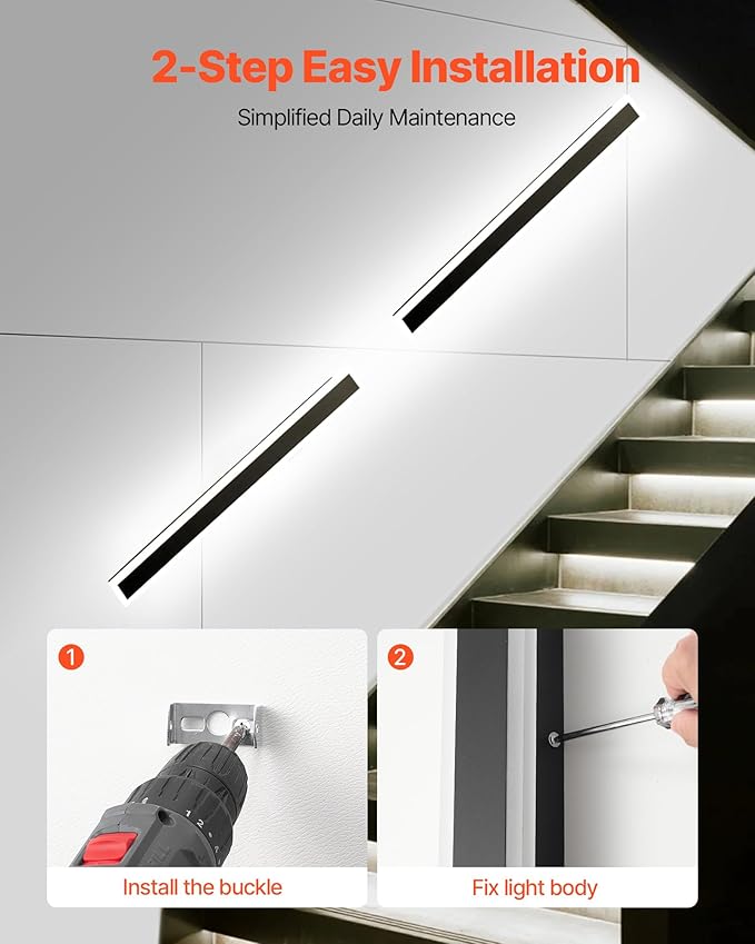 VEVOR Outdoor Wall Lights, 2 Pack, 39.4 Inch Long Strip Modern Exterior Wall Sconce Light Fixtures, 2700K-6000K, IP65 Waterproof Anti-Rust, Dimmable Outside Wall Mount Lighting, for House Porch Garage