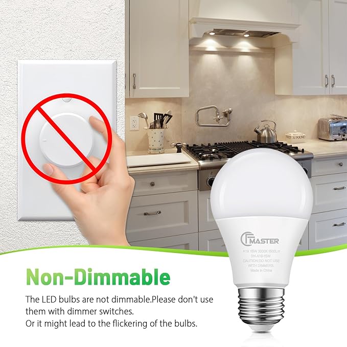 A19 LED Light Bulb, LED Bulbs 100 Watt Equivalent, 3000K Warm Light Bulbs, 1500 Lumens, E26 Standard Base Lightbulb, Non-Dimmable 15 Watt Soft White Bulbs for Home, ETL Listed(10-Pack)
