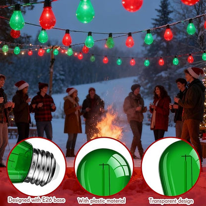 Mudder 60 Pack Light Bulbs 1w Replacement LED Light Bulbs S14 Shatterproof Waterproof String Lights Outdoor Indoor LED Lights Patio Bulb, E26 110v Regular Base(Red and Green,60 Pack)