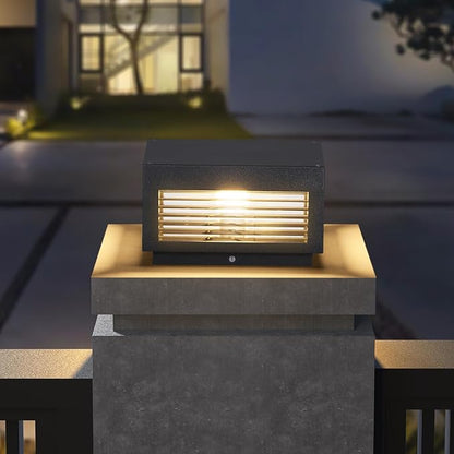 Outdoor Post Lights, 9.84" Hard Wired Column Pillar Light Waterproof Modern Lamp Posts AC100-240V LED Square Lantern for Fence Driveway Patio Garden Backyard