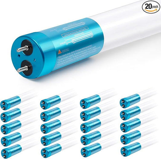 hykolity 20 Pack 4FT LED T8 Ballast Bypass Type B Light Tube, 18W, 2400lm for Single-Ended & Dual-Ended Connection, 5000K, Frosted Lens, T8 T10 T12 Tube Light for G13, 120-277V, UL Listed