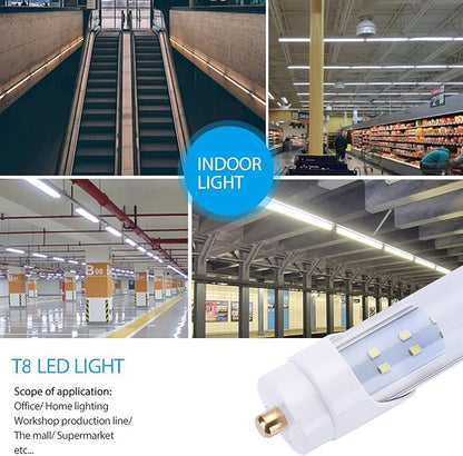 T8 8 Feet LED Tube Single Pin, 65W (150W equivelant), FA8 8ft LED Bulbs, Milky/Frosted Cover, Cool White 6000k, AC110-277V,Double Row LED Shop Light(4Pack)