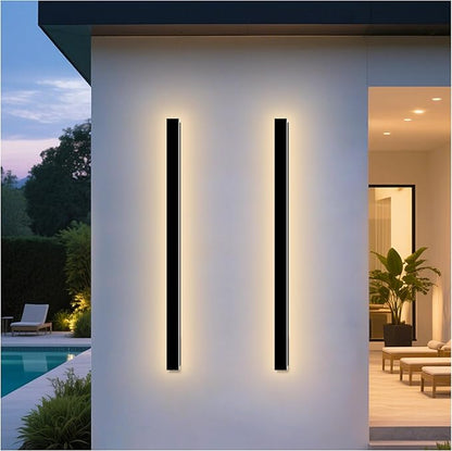Modern Outdoor Wall Lights, 2 Pack 71 Inch Long Exterior Sconce LED 3000K Wall Mount Lighting Fixture with Junction Box IP65 Waterproof Outside Light Fixtures for House Garage Front Door