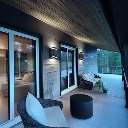 Outdoor Dusk to Dawn Wall Lights, Up and Down Exterior Light Fixtures, Outside Modern Porch Lights for Garage,Front Door, Waterproof Black Wall Sconce [ETL Listed].