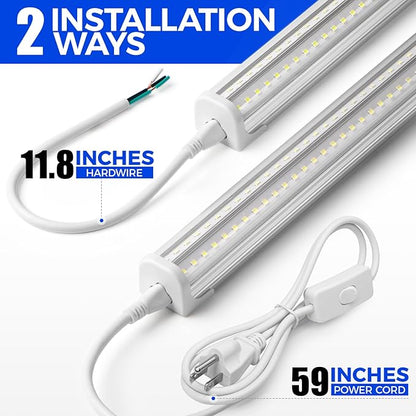 Barrina T8 LED Shop Lights for Workshop 4FT, 50W, 6500K, ‎Super Bright White, Clear Cover, Ceiling, V-Shape Shop Light Fixture, Garage, Warehouse, Basement, ETL Listed, 2 Packs