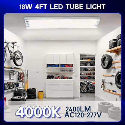 hykolity 20 Pack 4FT LED T8 Hybrid Type A+B Light Tube, 18W, Plug & Play or Ballast Bypass, Single-Ended OR Double-Ended, 4000K, 2400lm, Frosted Cover, T8 T10 T12 for G13, 120-277V, UL Listed