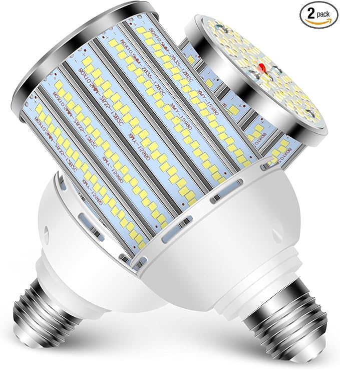 Intpro LED Corn Light Bulb LED Light Bulb 550W Equivalent 7500 Lumen 6500K 60W Large Area Cool Daylight White E26/E27 Base for Outdoor Indoor Garage Warehouse Factory Workshop Street Backyard 2Pack