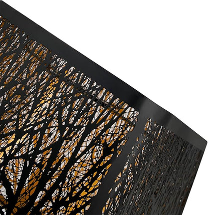 Medium Square Lamp Shades, ALUCSET Metal Lampshade with Pattern of Trees for Table Lamp and Floor Light, 7 x 10 x 7.5 Inch, Pattern of Trees (Black/Gold)
