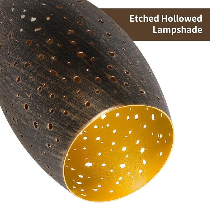 Pendant Light Shade Replacement with 1-5/8" Fitter, Metal Lampshade Height 7.8 in Diameter 4.7 in, Antique Bronze Oval Shaped Cover for Pendant Kitchen Wall Sconce Chandelier Vanity Light 1-Pack