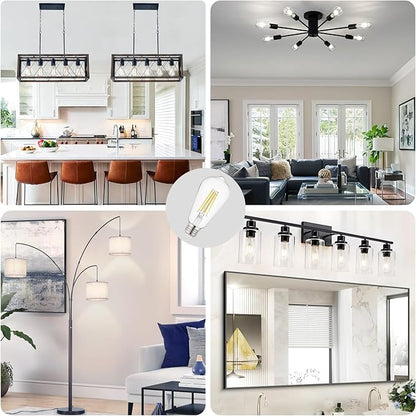 Depuley LED Light Bulbs E26: Edison LED Filament Bulbs 6W Equivalent 60W - Vintage Chandelier Lights Bulb 5000K Daylight White - ST58 Clear Glass Bulb 360°Omnidirectional Lighting 800LM 90+CRI 24 Pack