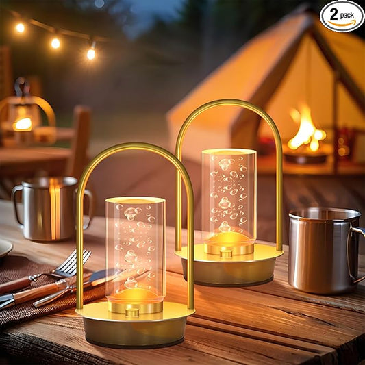 Portable Outdoor Table Lamps Set of 2, Cordless Table Lamp 3 Colors Dimmable Table Lamps Rechargeable Small Table Lamp for Living Room Bedroom Patio Restaurant