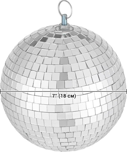 Yescom 4PCS 7" Mirror Disco Ball Set Small Hanging for 70s 80s Party Events Wedding DJ Dance Club Bar Stage Lighting Holiday Business Home Decor Silver