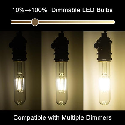 T10 Tubular Led Bulbs 60w Equivalent, Dimmable 5.25 Inch Led Tube Bulb, E26 T30 Edison Tubular Clear Light Bulbs, 5000K Cool White Long Skinny 6W 10 Pack