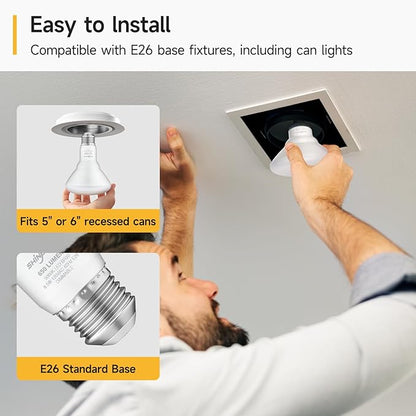 SHINESTAR 12 Pack Flood Light Bulb Indoor, 65W Equivalent Dimmable BR30 Led Recessed Lights Bulb, 2700K Soft Warm White, E26 Standard Base for Kitchen Ceiling, Recessed Can,650 Lumens, 8.5W