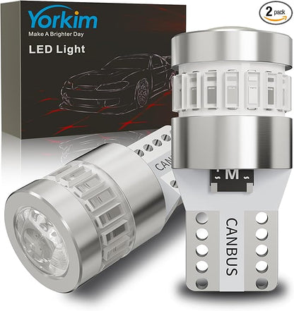 Yorkim 194 LED Bulb 6300K Red, 168 2825 W5W T10 LED Light Bulb Error Free for License Plate, Dome, Map, Courtesy, Side Marker Lights, Pack of 2