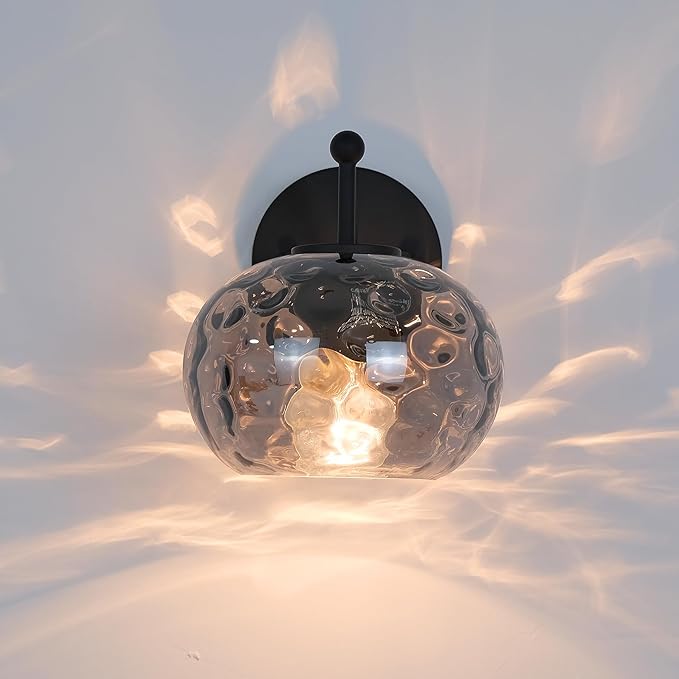 7" Glass Shade Replacement for E26 Pendant Lights, Smoked Grey Globe Lampshade for Desk Table Floor Lamp, Pendant, Wall Sconce, Dia 7", Height 5", Fitter 1.65"