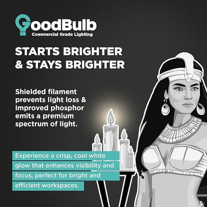 GoodBulb 25 Pack F32T8/841/ECO 32W 48 Inch T8 Fluorescent Light Bulb 4100K Cool White Light Color, Medium Bi-Pin Base 3050 Lumens 86 CRI 24000 Life Hours Instant/Programmed Start
