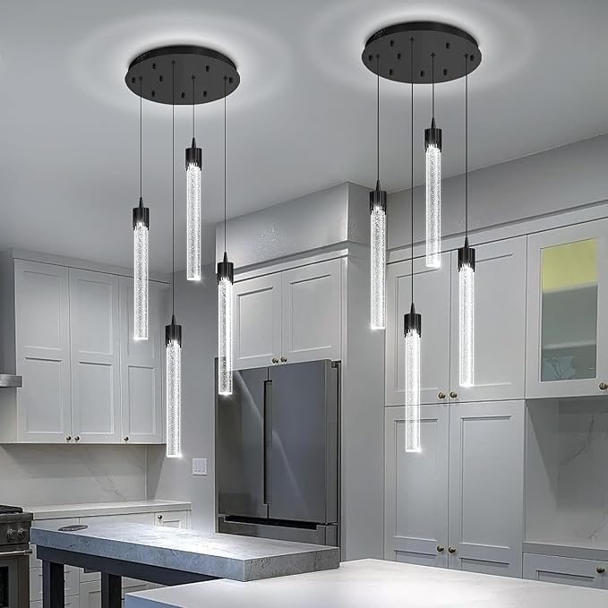 Mini Chandelier Crystal Pendant Lights,Bubble Crystal Chandelier for Living Room Bedroom Modern LED Ceiling Light Dimmable 2700k-6000k