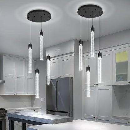 Mini Chandelier Crystal Pendant Lights,Bubble Crystal Chandelier for Living Room Bedroom Modern LED Ceiling Light Dimmable 2700k-6000k