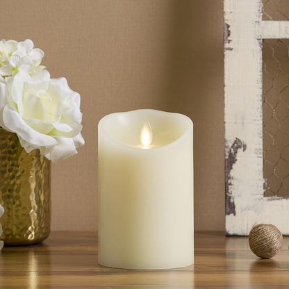 Luminara Flameless LED Battery Operated Ivory Pillar Candle, Flickering Realistic Moving Flame, 3" x 4.5" Luminous Real Wax Indoor Home Decor Pack of 1