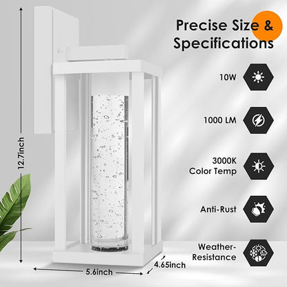 2-Pack Outdoor Wall Light Fixture, Exterior Waterproof Wall Lantern Sconce with Crystal Bubble Glass, Anti-Rust Modern POutside Lighting for Porch, House, Patio, Garage, Entryway