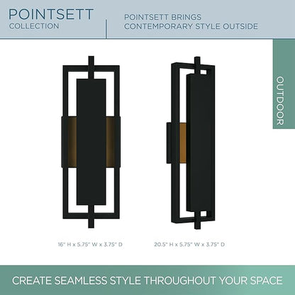 Quoizel Pointsett Outdoor Wall Lantern, 21 Inch Geometric Coastal Armour Matte Black Wall Sconce, Sleek Modern Light Fixture, Integrated LED, Outside Lights for Patio, Porch, Front Door or Garage