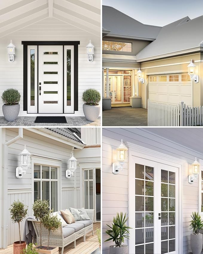 Redluck Motion Sensor Outdoor Lights, 16 inch Dusk to Dawn Outside Porch Lights, Waterproof Anti-Rust Aluminum Outdoor Wall Lights Exterior Lighting Fixtures for House, Garage, Front Door, White