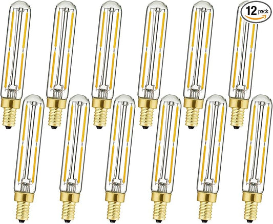 Leools Tubular LED Bulb Dimmable 4W Equal Soft White 3000K T6 E12 Candelabra Bulb 40 watt for Chandeliers,Ceiling Fan,Pendant,Wall sconces AC120V 90+CRI 400LM e12 Light Bulb 6Pack