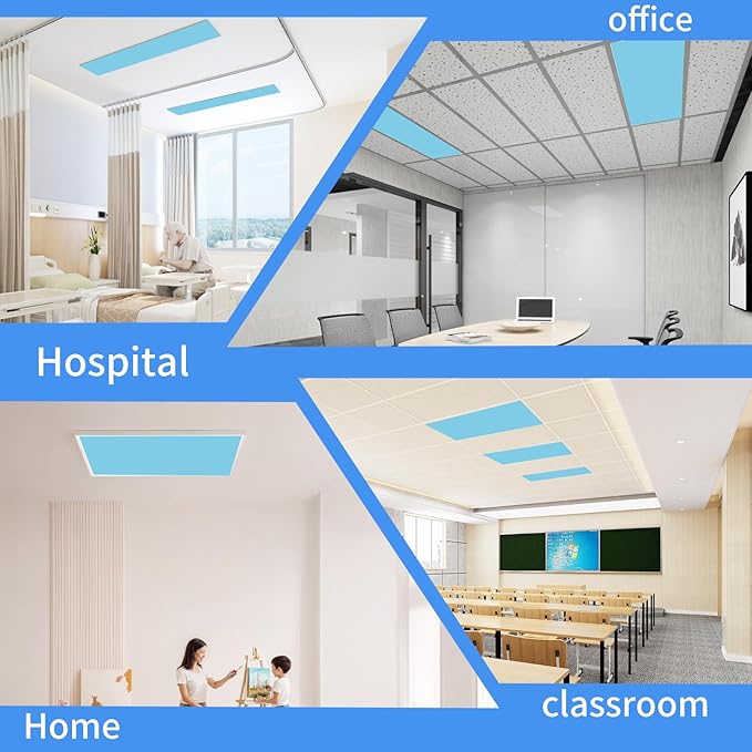 2pcs Fluorescent Light Covers - Light Covers for Ceiling Lights Classroom, Magnetic Light Filters for Office, Hospitals, Home 4 x 2 Feet (blue)