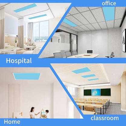 2pcs Fluorescent Light Covers - Light Covers for Ceiling Lights Classroom, Magnetic Light Filters for Office, Hospitals, Home 4 x 2 Feet (blue)