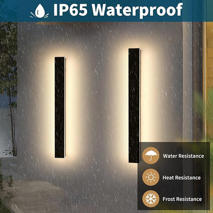 2 Pack Long Outdoor Wall Sconce, 47.2inch Modern Exterior Light Fixture, IP65 Waterproof, 3000K-6000K Dimmable, Strip Wall Mount Lighting for Patio, Garden, Garage with Remote Control