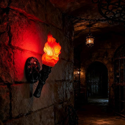 Realistic Torch Light Sconce Indoor,Rustic Retro Torch Wall Sconce Suitable for Medieval Themed Room Dungeon Basement Bar Restaurant Halloween Christmas,Resin Lampshade,Not Waterproof