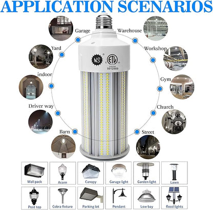 NS 100W LED Corn Bulbs, 1000W Equivalent, 15,000lm 5000K Daylight, E26/E39 Base, Non-Dimmable, 23-Year Lifetime, Metal Halide/HID/CFL Replacement for Warehouse, Garage, High Bay, Workshop – 1 Set