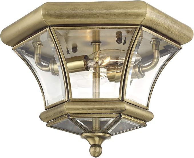 Livex Lighting 7052-01 Monterey/Georgetown 2 Light Ceiling Mount, Antique Brass