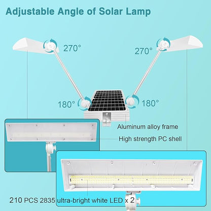 Outdoor Solar Sign Light, 420 LEDs, 5090 Lumens, 12000 mAh, IP65 Waterproof, Solar Powered Commercial Lights, For Real Estate Signs, Garden Walls, Large Store Sign Lighting