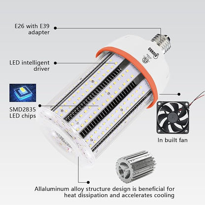 120W Led Corn light bulbs,18000 Lumen LED Corn Bulb 1200W Equivalent 5000K Daylight White Lamp,E26/E39 Medium Mogul Base,2-Pack Large Area Lights For Outdoor Indoor Warehouse Garage High Bay Lighting