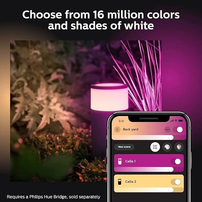 Philips Hue Calla Outdoor Smart Pathway Light White & Color Ambiance LED Walkway Lights - Low Voltage Lighting Requires Bridge and Power Supply Control with App and Voice - Weatherproof (Pack of 6)