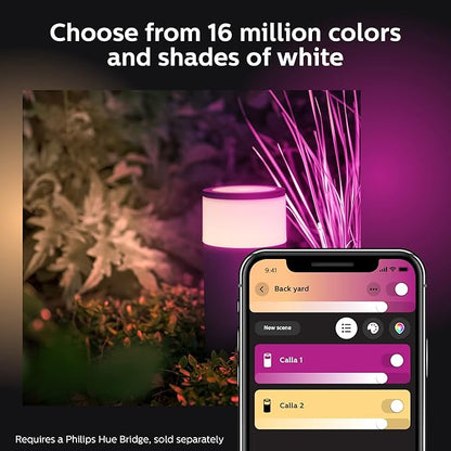 Philips Hue Calla Outdoor Smart Pathway Light - White & Color Ambiance LED Walkway Lights - Low Voltage Lighting - 3 Pack - Requires Bridge and Power Supply - Control with App and Voice - Weatherproof
