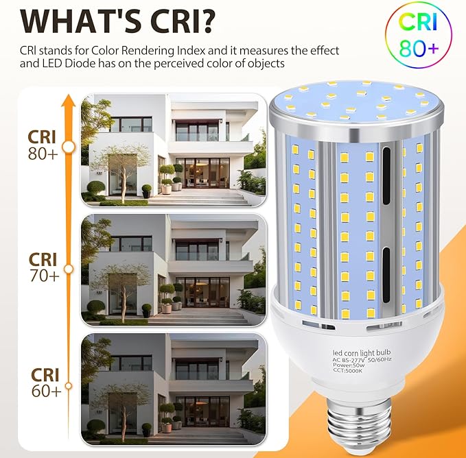 50W LED Corn Light Bulb(5 Pack),(490 Watt Equivalent) Fanless E26/E39 Medium/Large Mogul Base LED Cob Lamp 5000K Daylight 6,200LM for Outdoor Indoor Garage Warehouse Factory Workshop Street Backyard