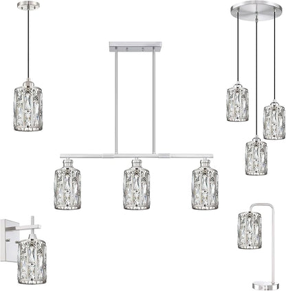 Doraimi Lighting 2 Pack Crystal Metal Pendant Ceiling Chandelier Wall Sconce Lamp Replacement Covers Shade Fixture Brushed Nickel Finish,1.66" Fitter Size,7.1" high*5.3" Diameter