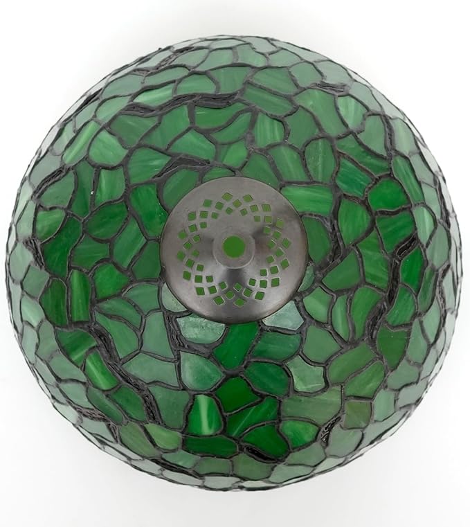 Tiffany Style Lamp Shade, 12 Inch Green Leaves Stained Glass Lamp Shade Replacement Creativity Lamp Cover Accessories Fit for Table Lamp Pendant Light Ceiling Light