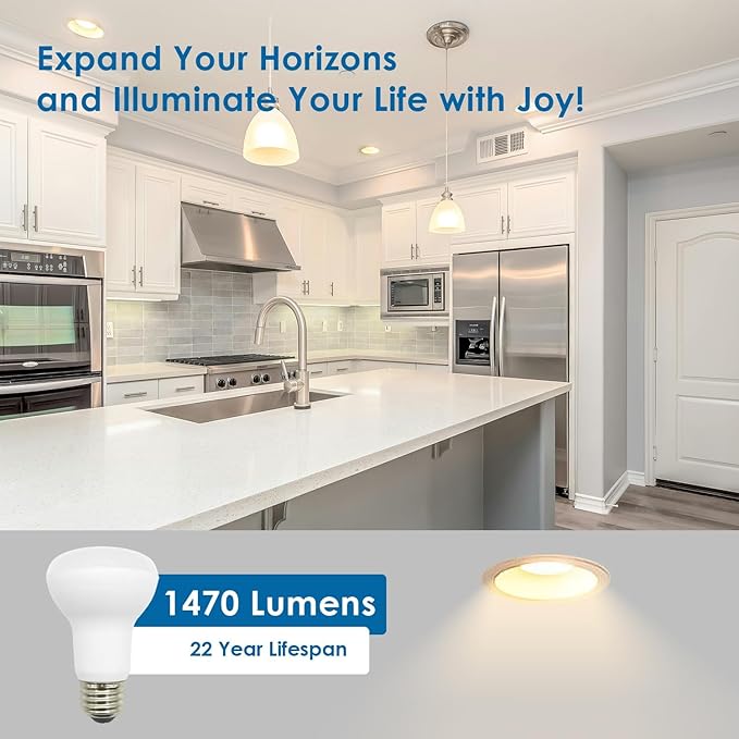 Jolux 10 Pack BR20 LED Bulbs Dimmable, 1470 Lumens, 3000K Warm White, 100W Equivalent to 13.5w, CRI82, Medium Screw Base E26, Indoor Flood Light