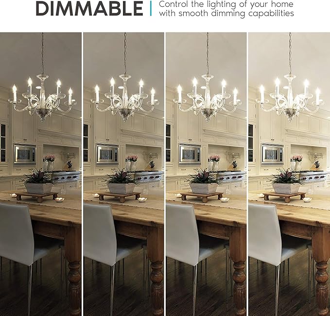 LUXRITE Vintage Candelabra LED Bulb 60W Equivalent, 550 Lumens, 4000K Cool White, Chandelier Light Bulbs 5W, Dimmable, Clear Glass, Filament Candle Bulbs, UL Listed, E12 Base (16 Pack)