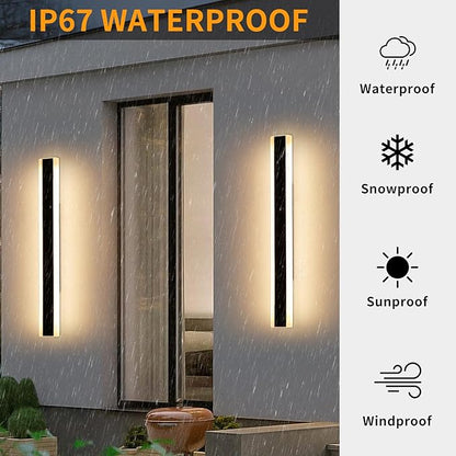 Mikeru 2pack 31.4inch Outdoor Wall Light Fixtures, 3000K Modern Outdoor Lights Exterior for House Ip65 Waterproof Rust Long led Wall Light, Hardwire Wall Mount Exterior Lighting
