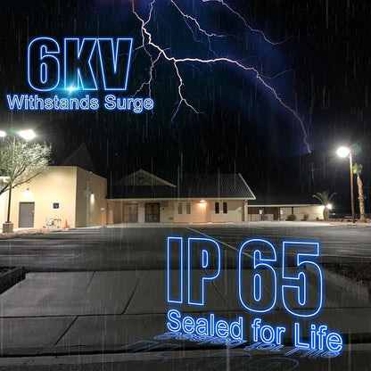 320W(150Lm/W) LED Parking Lot Lighting 63000Lm 5000K LED Parking Lot Lights Outdoor Pole Mount with Smart Photocell IP65 6KV SPD SlipFitter Mount for Yard Driveway Stadium-5Pack 7Yrs Warranty