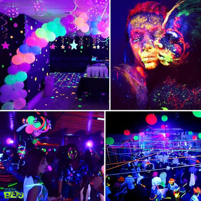 Ontesik A19 LED Black Light Bulbs,E26/E27 Base Dimmable Black Lights,12W UVA Level 395NM, Halloween Light Bulbs，Glow in The Dark，Fluorescent Poster, Body Paint,Neon Glow Party