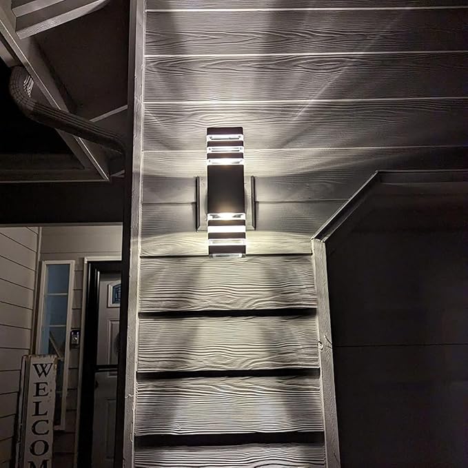 Modern Outdoor Wall Lights Exterior, Dusk to Dawn Outdoor Lighting, Exterior Light Fixture Warm White 14W IP65 3000K 1200LM Aluminum Porch Lights for House Garage Patio,2 Pack